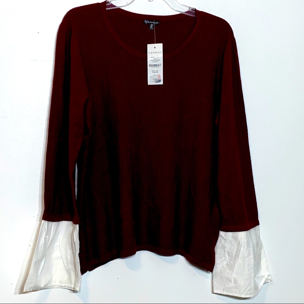 NWT Bell Sleeve Zinfandel Waffle Weave Blouse